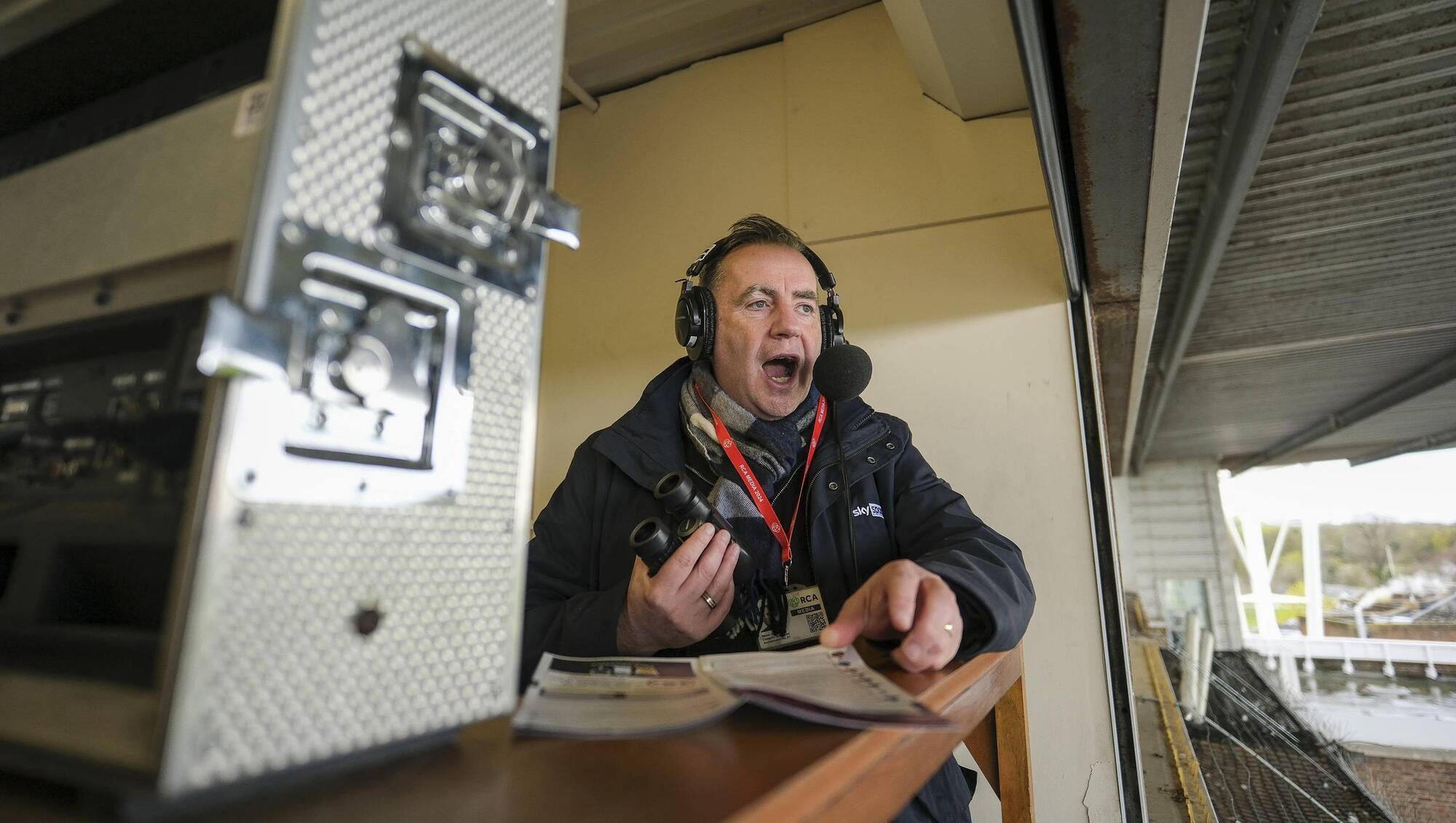 Racing commentator John Hunt returns to airwaves two months after family were murdered