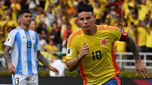 <p>Colombia's midfielder James Rodriguez celebrates scoring his team's second goal during the 2026 FIFA World Cup South American qualifiers football match between Colombia and Argentina. (Photo by JOAQUIN SARMIENTO/AFP via Getty Images)</p>