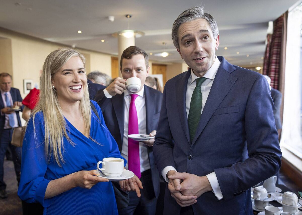 Taoiseach Simon Harris at Fine Gael's think-in with Aoibhinn Tormey, candidate for Dublin Bay North.