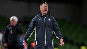 <p>Ireland head coach Heimir Hallgrímsson reacts during the UEFA Nations League B Group 2 match against Greece. Photo by Stephen McCarthy/Sportsfile</p>