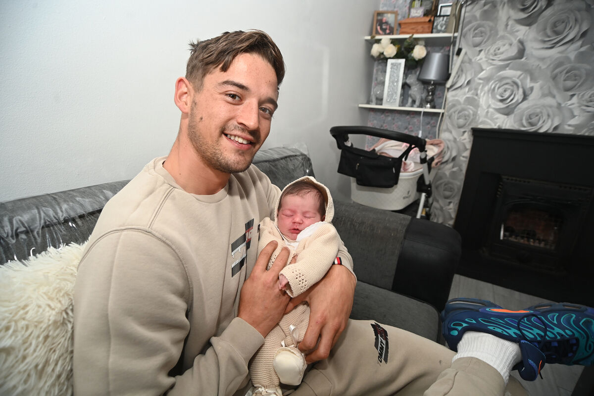 Kelvin Cassells with his two week old baby daughter Alora. Picture: Larry Cummins