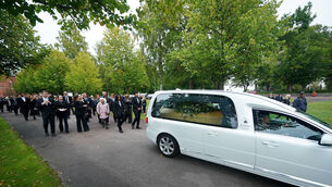 <p>The funeral procession for Sven-Goran Eriksson leaving Fryksande Church in Torsby, Sweden. Pic: Yui Mok/PA Wire.</p>