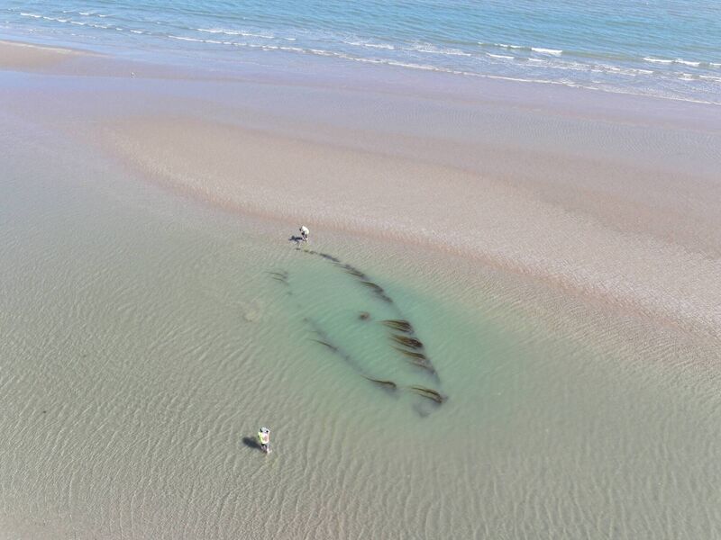 A shipwreck which was recently discovered on Portmarnock Strand.