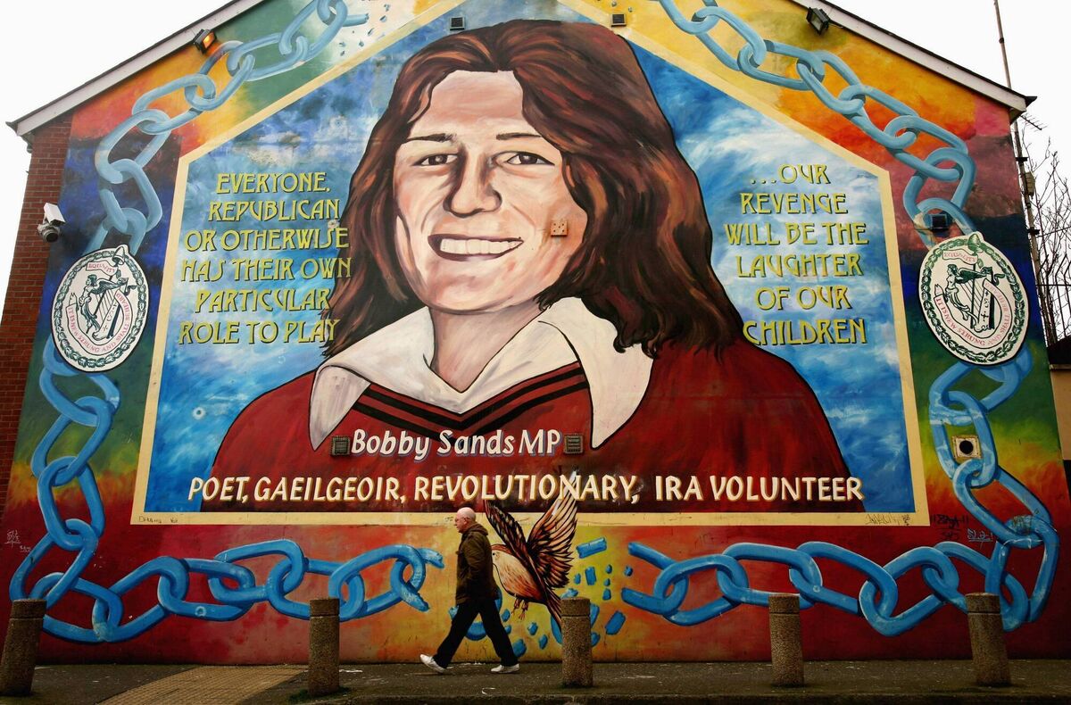The Bobby Sands mural stands proudly in the Falls road area of Belfast.