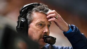 <p>GO WITH THE FLOW: RTÉ commentator George Hamilton during the World Cup 2022 qualifying group A match between Republic of Ireland and Serbia at the Aviva Stadium in Dublin. Photo by Ben McShane/Sportsfile</p>