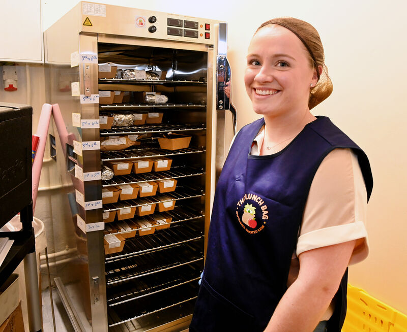Teacher Rebecca Heinhold at Fermoy EducateTogether with the hot food, provided by The Lunch Bag. Picture: Eddie O'Hare