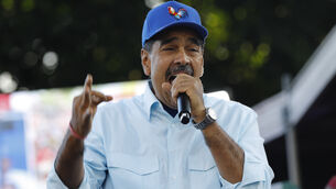 Venezuelan President Nicolas Maduro speaks to supporters during a pro-government rally in Caracas (AP Photo/Cristian Hernandez )