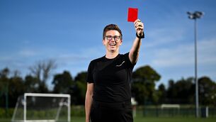 <p>OFF YOU GO: FAI referee Michelle O'Neill poses for a portrait after announcing her retirement. Pic: David Fitzgerald/Sportsfile</p>