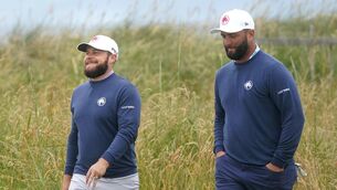 <p>EURO VISION: England's Tyrrell Hatton (left) and Jon Rahm who are allowed to play DP World Tour events on appeal. Pic: Owen Humphreys/PA</p>