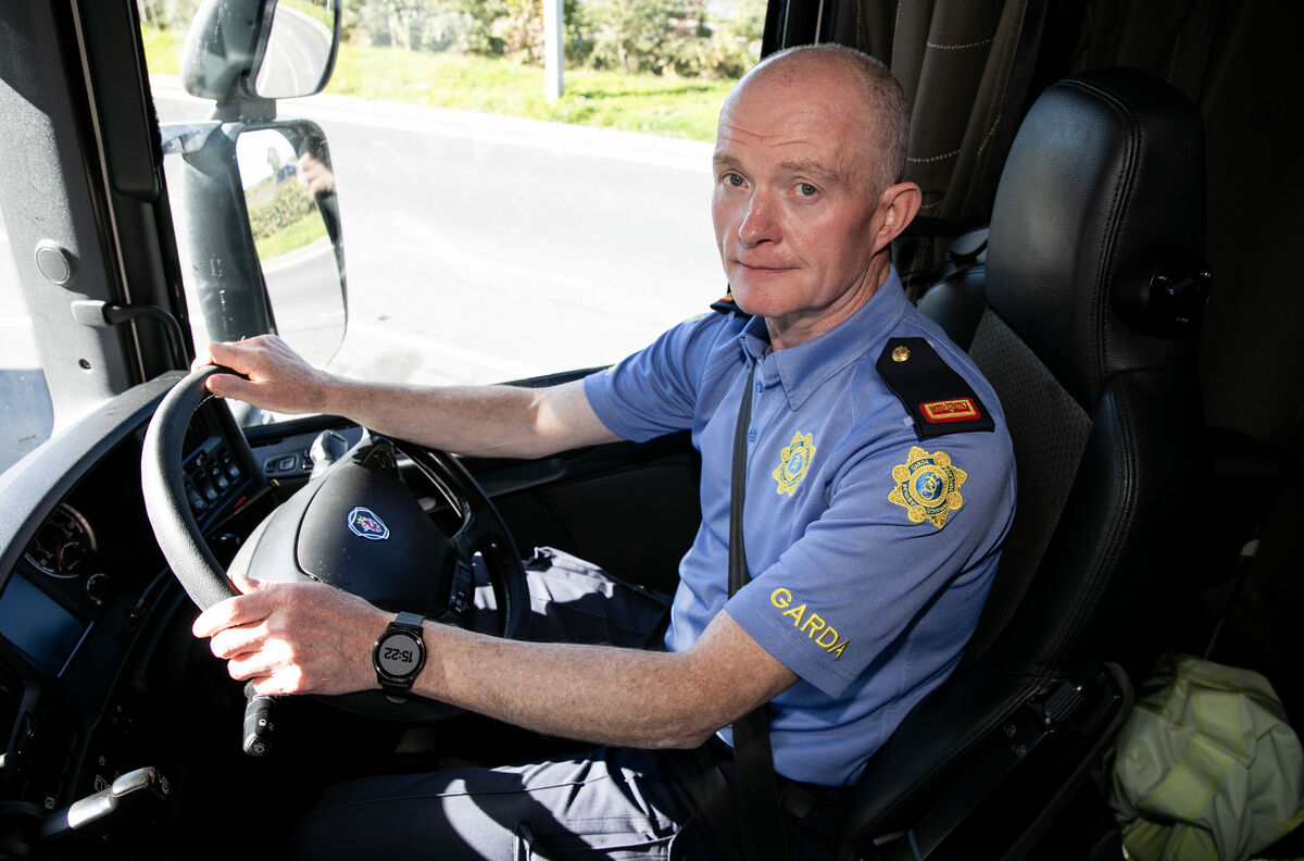 Inspector Peter Woods in the cab of the 'spotter' truck: 'The elevated position we have in the tractor unit of this HGV allows us to see into all forms of transport on the roads.' Inspector Peter Woods in the cab of the 'spotter' truck: 'The elevated position we have in the tractor unit of this HGV allows us to see into all forms of transport on the roads.'