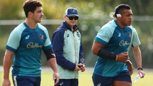 <p>FAMILIAR FACE: Head coach Joe Schmidt during a Wallabies training session. Pic: Chris Hyde/Getty Images)</p>