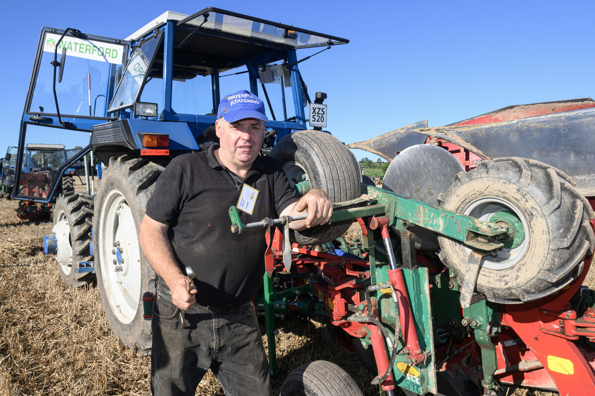 Jimmy Cotter, Ballinmult, Co Waterford taking part in the intermediate two furrow reversible class at the National Ploughing Championships. Picture: Dan Linehan