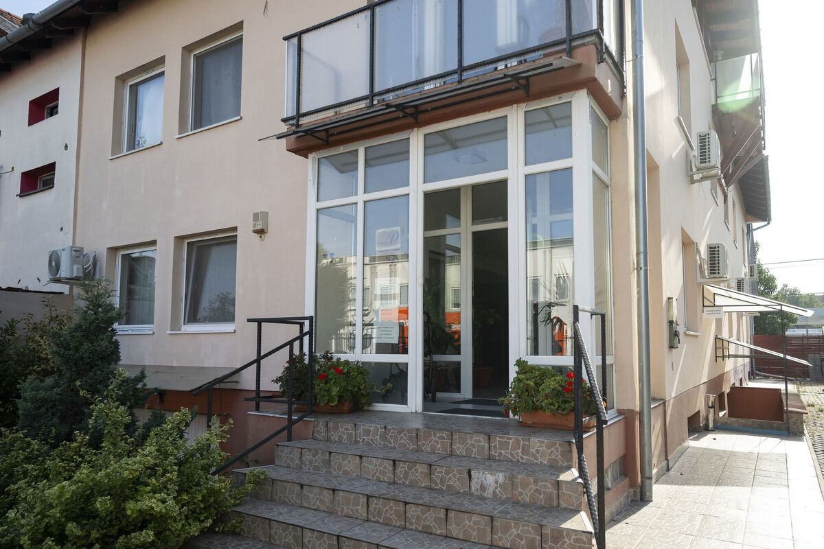 This photo shows a door of a house where a Hungarian company that allegedly manufactured pagers that exploded in Lebanon and Syria is headquartered in Budapest Wednesday, September 18, 2024.