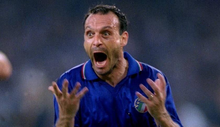 Salvatore Schillaci celebrates scoring against Argentina. Picture: INPHO/Billy Stickland Salvatore Schillaci celebrates scoring against Argentina. Picture: INPHO/Billy Stickland