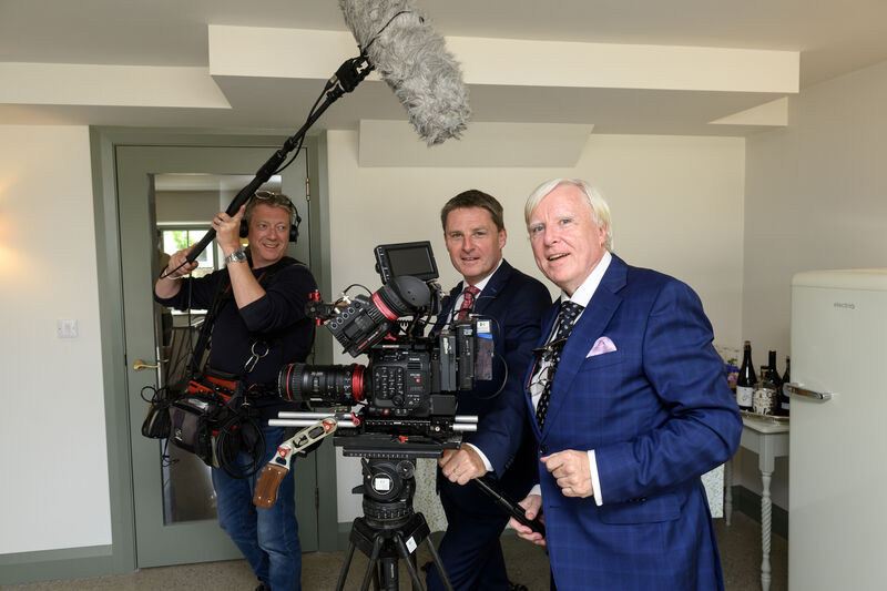 John and Francis Brennan during filming for At Your Service. Picture: Dan Linehan