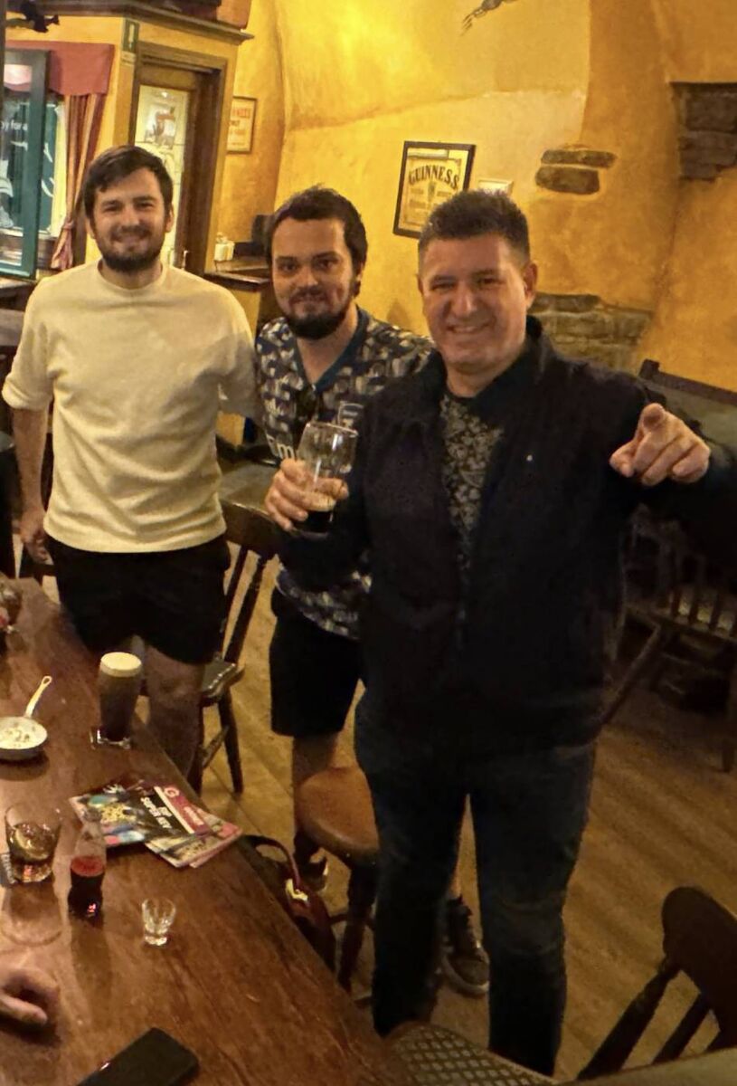 Matteo Scarpellini with Arsenal pals in the Tuccans Pub