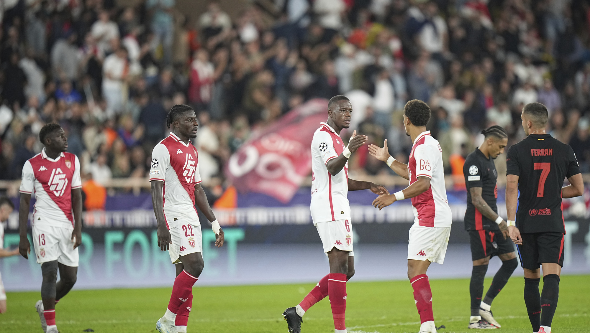 George Ilenikhena scores on his Champions League debut as Monaco stun 10-man Barcelona