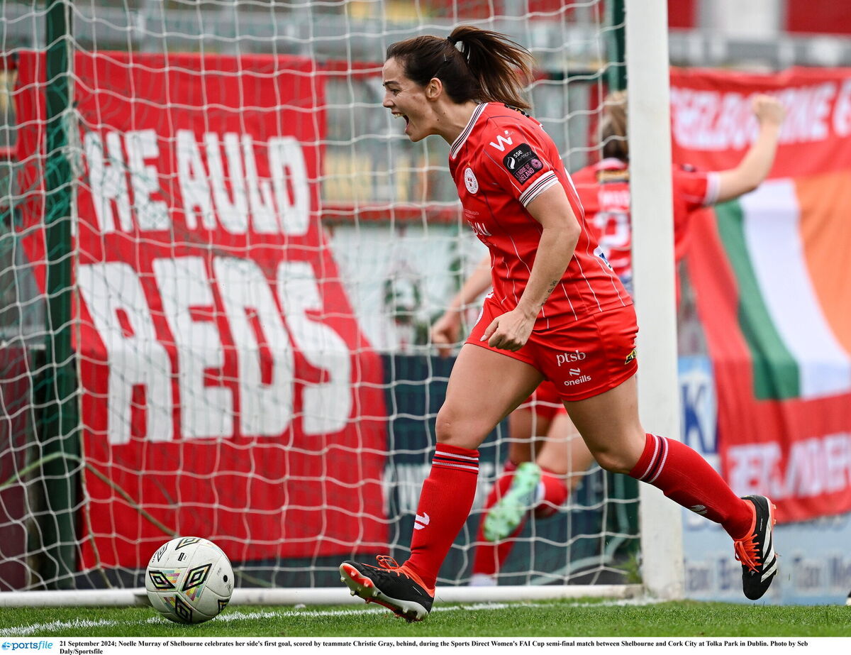 Noelle Murray celebrates her side's first goal. Pic: Seb Daly/Sportsfile