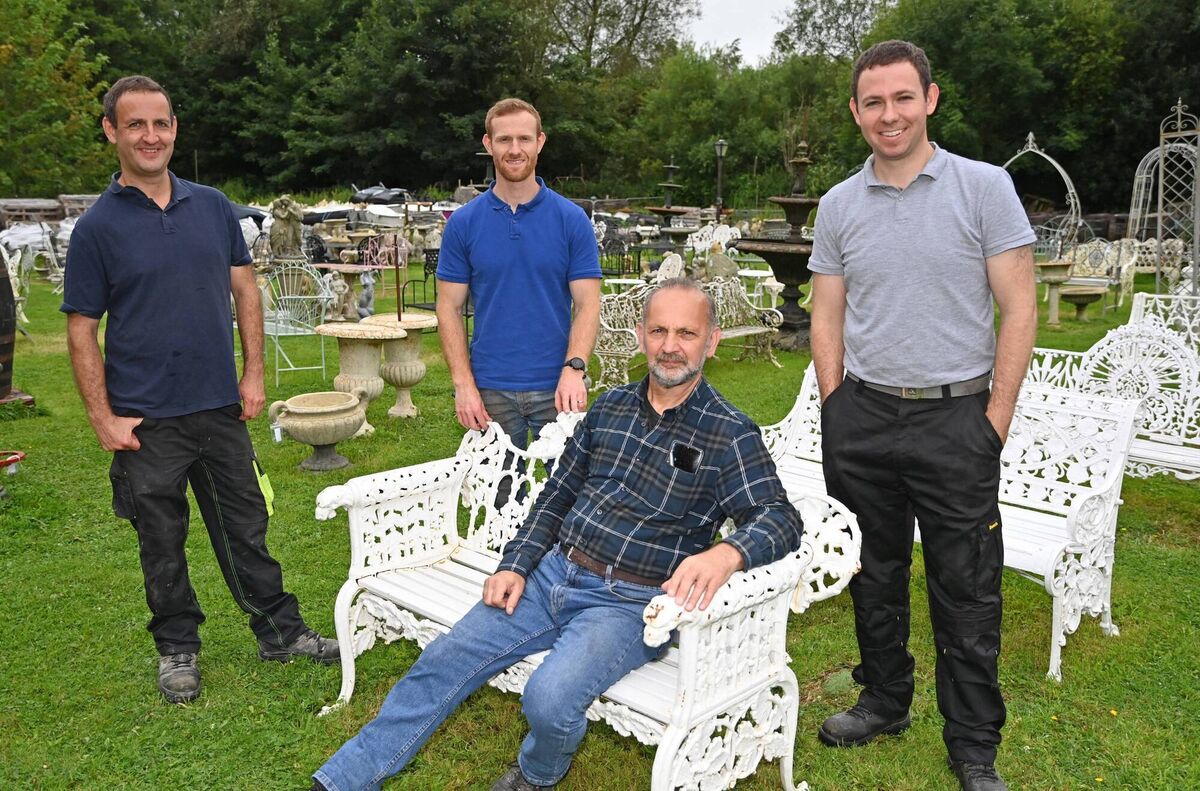 Robin Maharaj, founder, with his sons from left, Paul ,Conor and Harry at Kilkenny Architectural Salvage. Picture: Eddie O'Hare