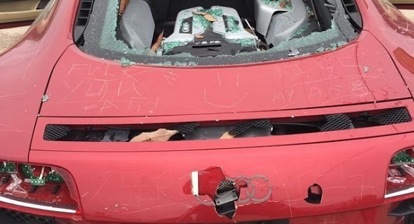 Wife gets revenge on cheating husband by trashing his $130k car