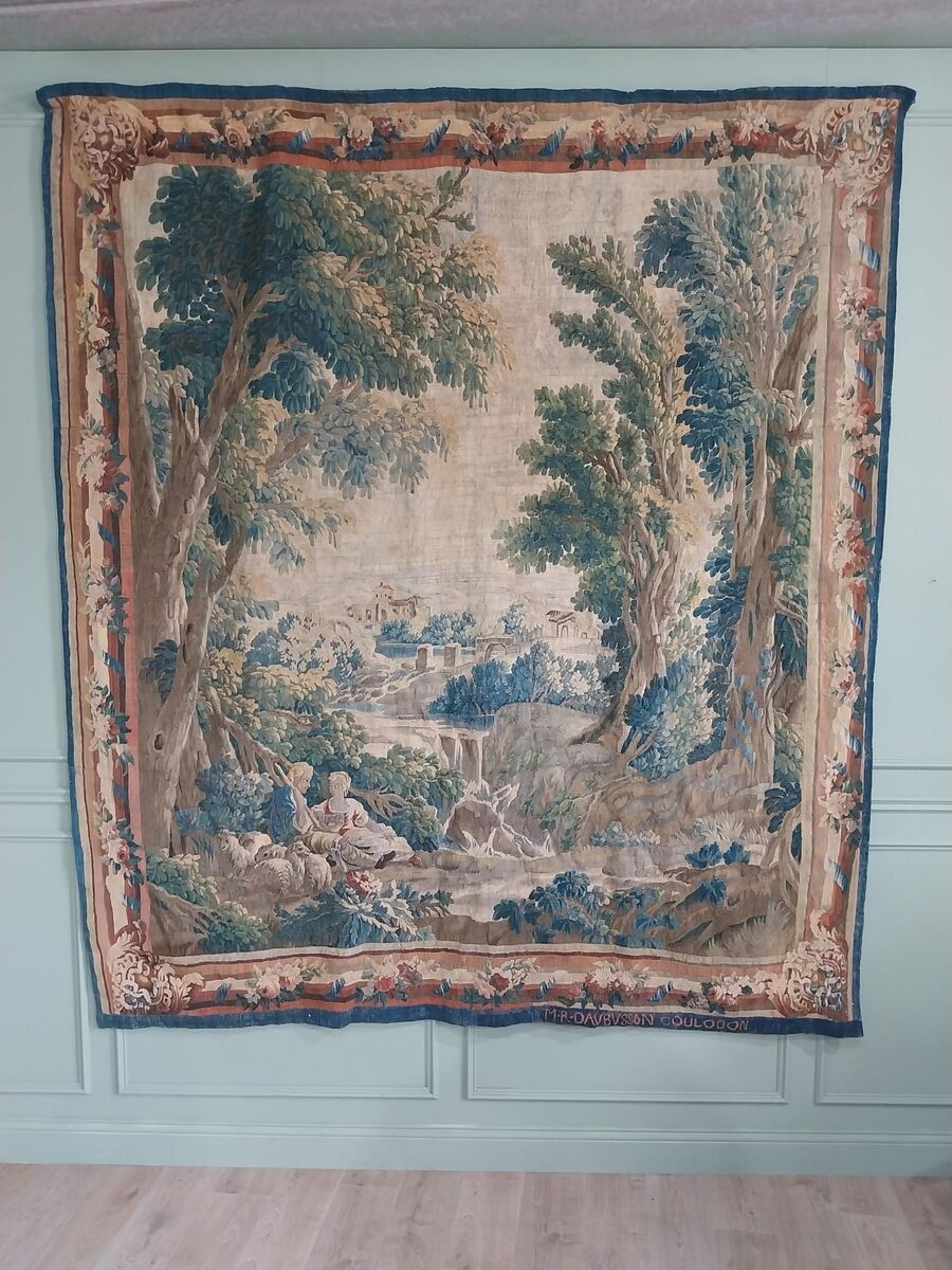A late 17th/early 18th-century Aubusson silk and wool tapestry.