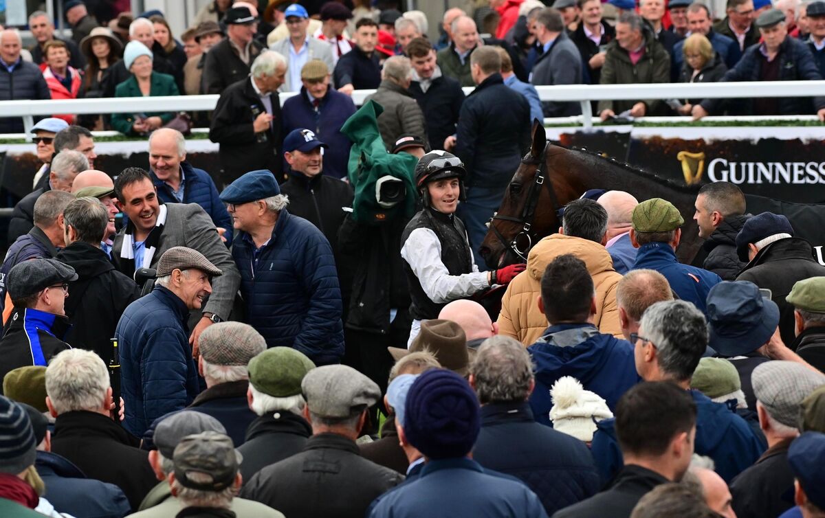 The victorious Flooring Porter and jockey Keith Donoghue after the Guinness Kerry National at Listowel. Picture: HEALY RACING