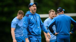 <p>KEY ROLE: Backs coach Andrew Goodman during Leinster Rugby squad training at UCD in Dublin. Photo: Ramsey Cardy/Sportsfile</p>