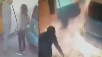 VIDEO: Man refuses woman cigarette, she sets his car on fire