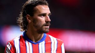 <p>Antoine Griezmann of Atletico de Madrid during the LaLiga match against Real Madrid on Sunday night. Pic: Florencia Tan Jun/Getty Images)</p>
