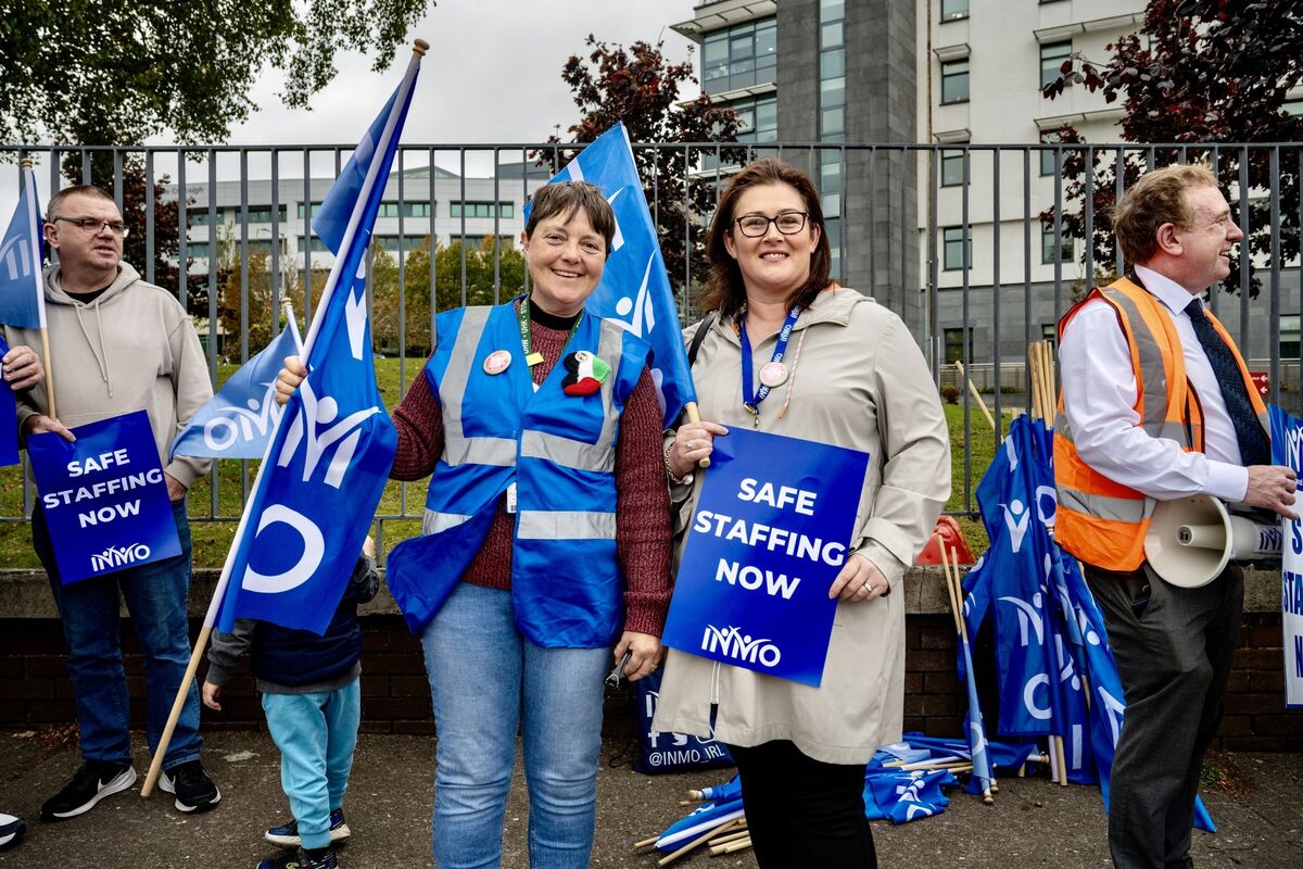 INMO members Lynda Moore and Ester Fitzgerald protest outside CUH. Picture: Chani Anderson
