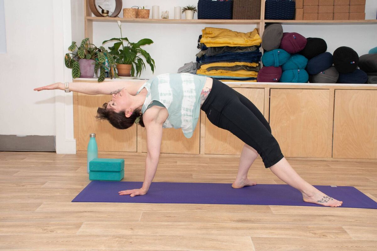 Aileen Ferris pictured demonstrating a Wild Thing pose. Picture: Howard Crowdy