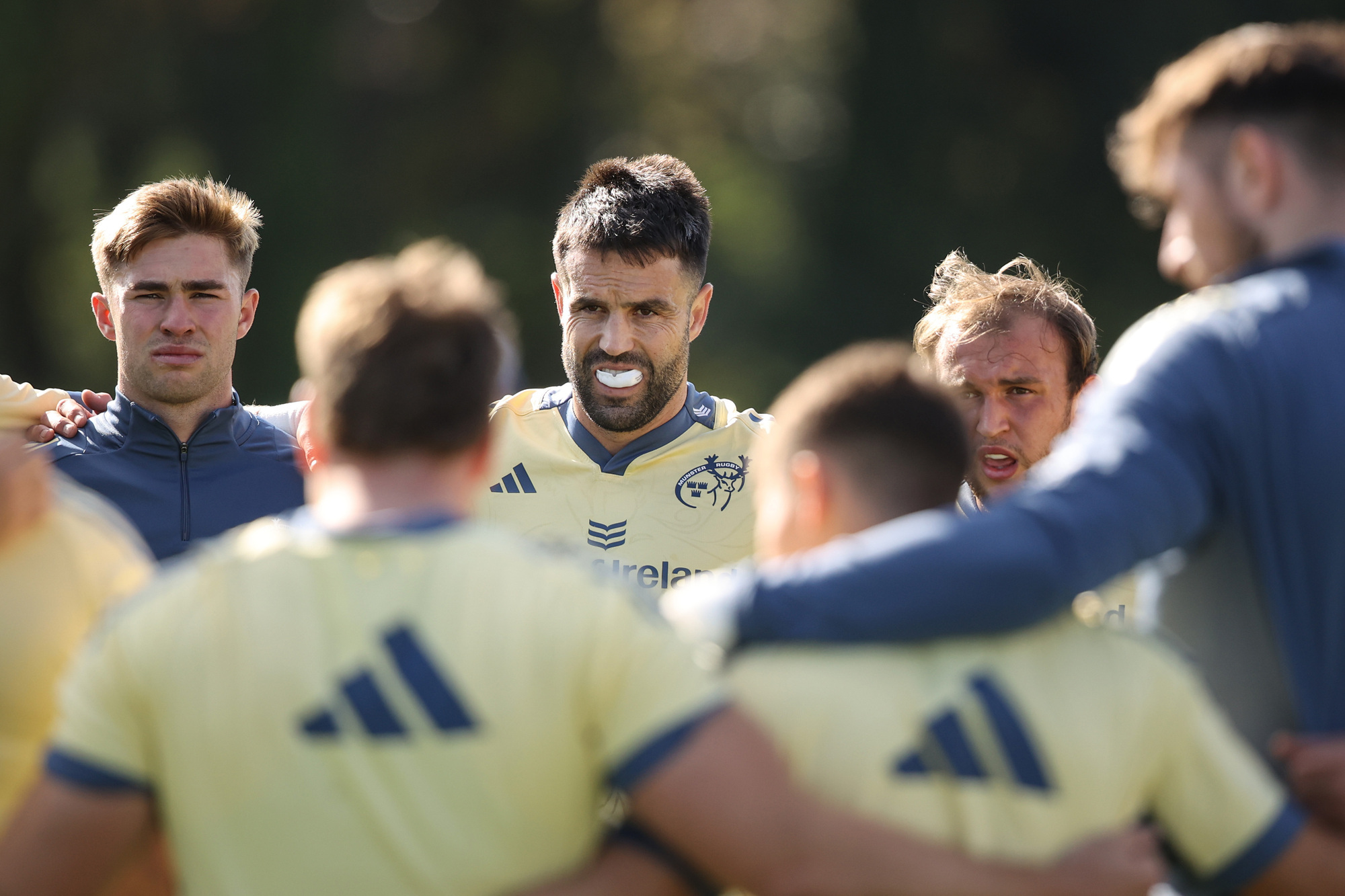 Jack Crowley with Conor Murray and Max Clein. Pic: Ben Brady