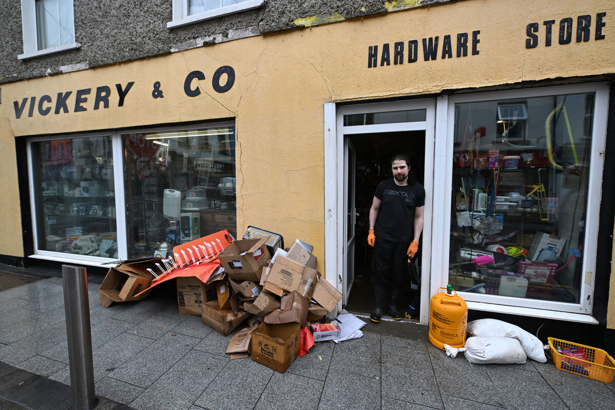  Ian Hurley at Hurleys Shop with some of the items that.where distroyed by flooding in Bantry, West Cork. Picture: Dan Linehan