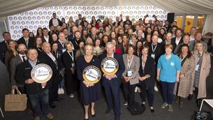 <p> Food Producers from all over the island of Ireland gather for the annual group photograph ahead of the Blas na h-Eireann Awards in Dingle County Kerry on Friday. Picture: Don MacMonagle</p>