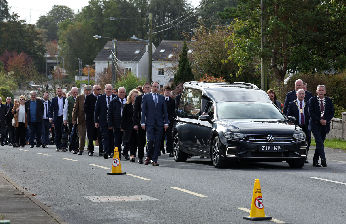 The cortege making its way to church today. Picture: Colin Keegan/ Collins The cortege making its way to church today. Picture: Colin Keegan/ Collins