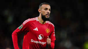 <p>ON THE SIDELINES: Manchester United's Noussair Mazraoui during the Carabao Cup, third round match at Old Trafford, Manchester. Picture date: Tuesday September 17, 2024.</p>