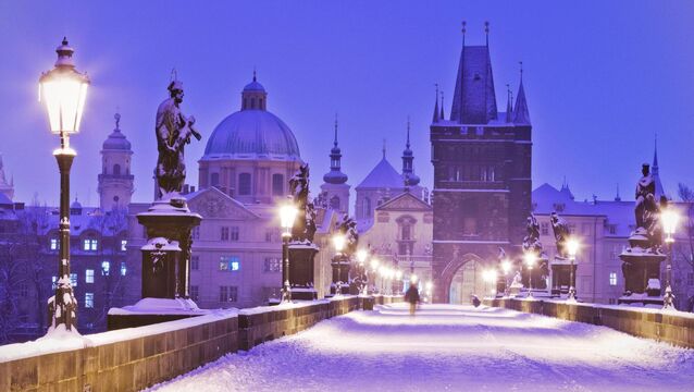 <p>Charles Bridge in the snow, Prague</p>