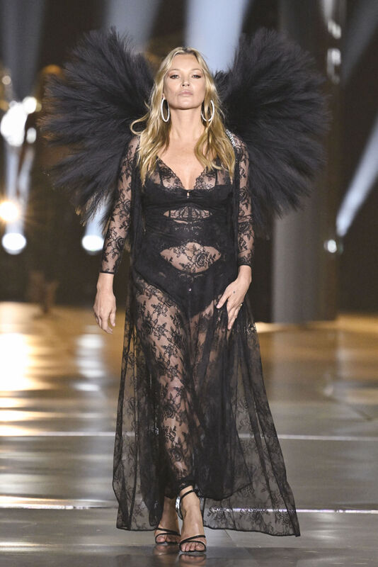 Kate Moss walks the runway during the Victoria's Secret Fashion Show. Picture: Evan Agostini/Invision/AP