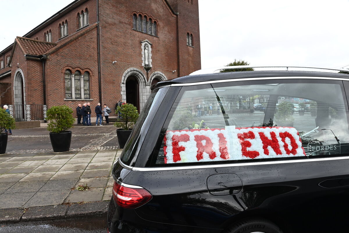 A wreath for former priest, Paul O'Donoghue, at the Church of the Assumption in Ballyphehane. Picture: Larry Cummins
