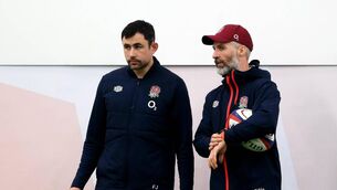 <p>Former Munster men Felix Jones and Aled Walters - who has returned to the Irish set-up - during their time with Steve Borthwick's England. Pic: Alex Davidson/Getty Images</p>