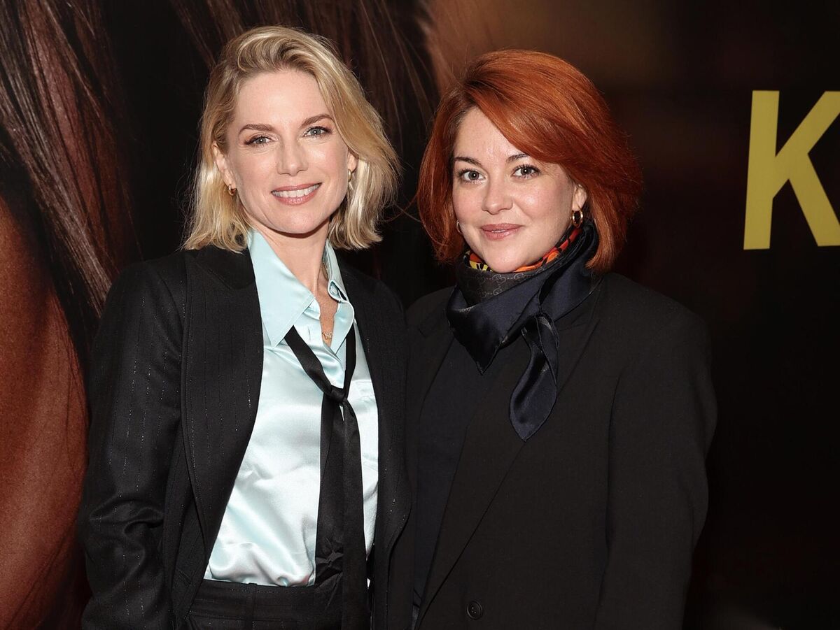  Eva Birthistle with Cork actress Sarah Greene at the premiere of Kathleen Is Here, at The Light House Cinema, Dublin. Picture: Brian McEvoy
