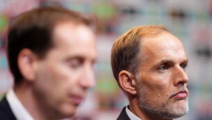<p>Newly appointed England head coach Thomas Tuchel with FA CEO Mark Bullingham ahead of a press conference. Pic: John Walton/PA Wire.</p>