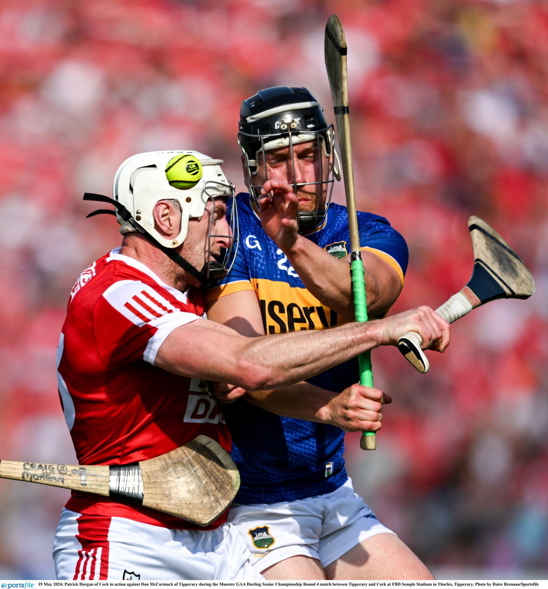 Cork's Patrick Horgan in action against Dan McCormack. Pic: Daire Brennan/Sportsfile