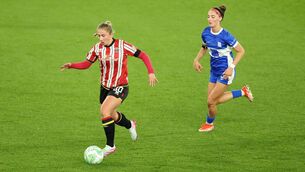 <p>Ellen Molloy of Sheffield United runs with the ball during the Barclays Women's Championship match between Sheffield United and Birmingham City at Bramall Lane on October 11, 2024 in Sheffield, England. (Photo by George Wood/Getty Images)</p>