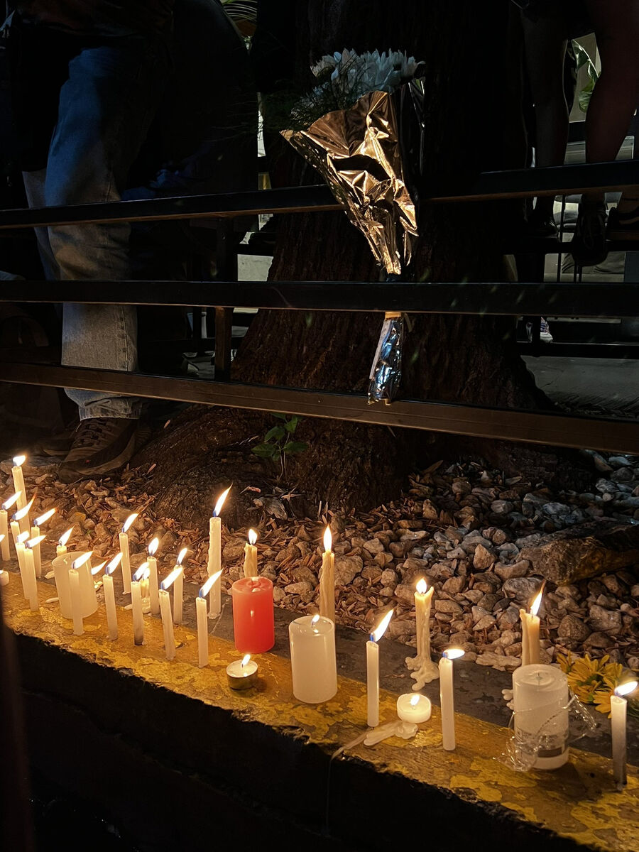 Fans holding a vigil for Liam Payne on Wednesday evening outside the Casa Sur Hotel in the Palermo neighbourhood of Buenos Aires, Argentina. Picture: Valentina Gonzalez Sandoval/PA Wire