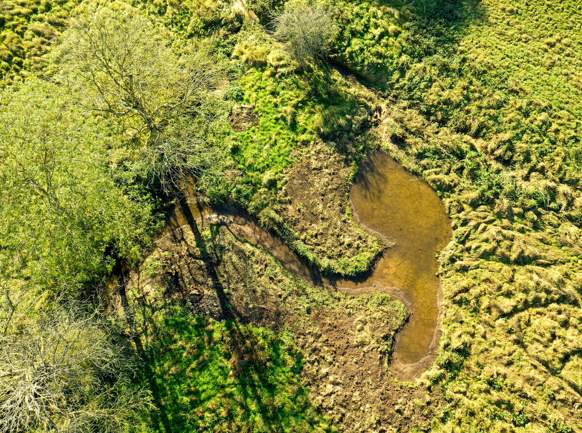 One of the measures used to reduce the flow of the river that would normally flood the Norfolk village of Gissing was to create new shallow depressions to slow and store water. Picture: Norfolk Rivers Trust
