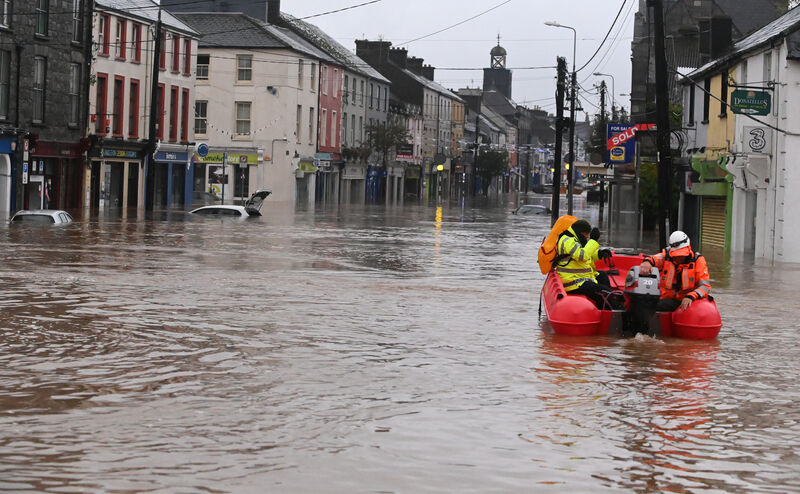 The inundated main street in Midleton in the wake of Storm Babet in October 2023. Picture: Eddie O'Hare