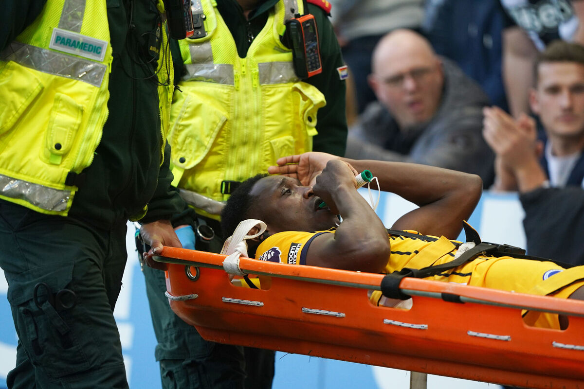Brighton and Hove Albion's Danny Welbeck is stretchered off. Pic: Owen Humphreys/PA Wire. Brighton and Hove Albion's Danny Welbeck is stretchered off. Pic: Owen Humphreys/PA Wire.