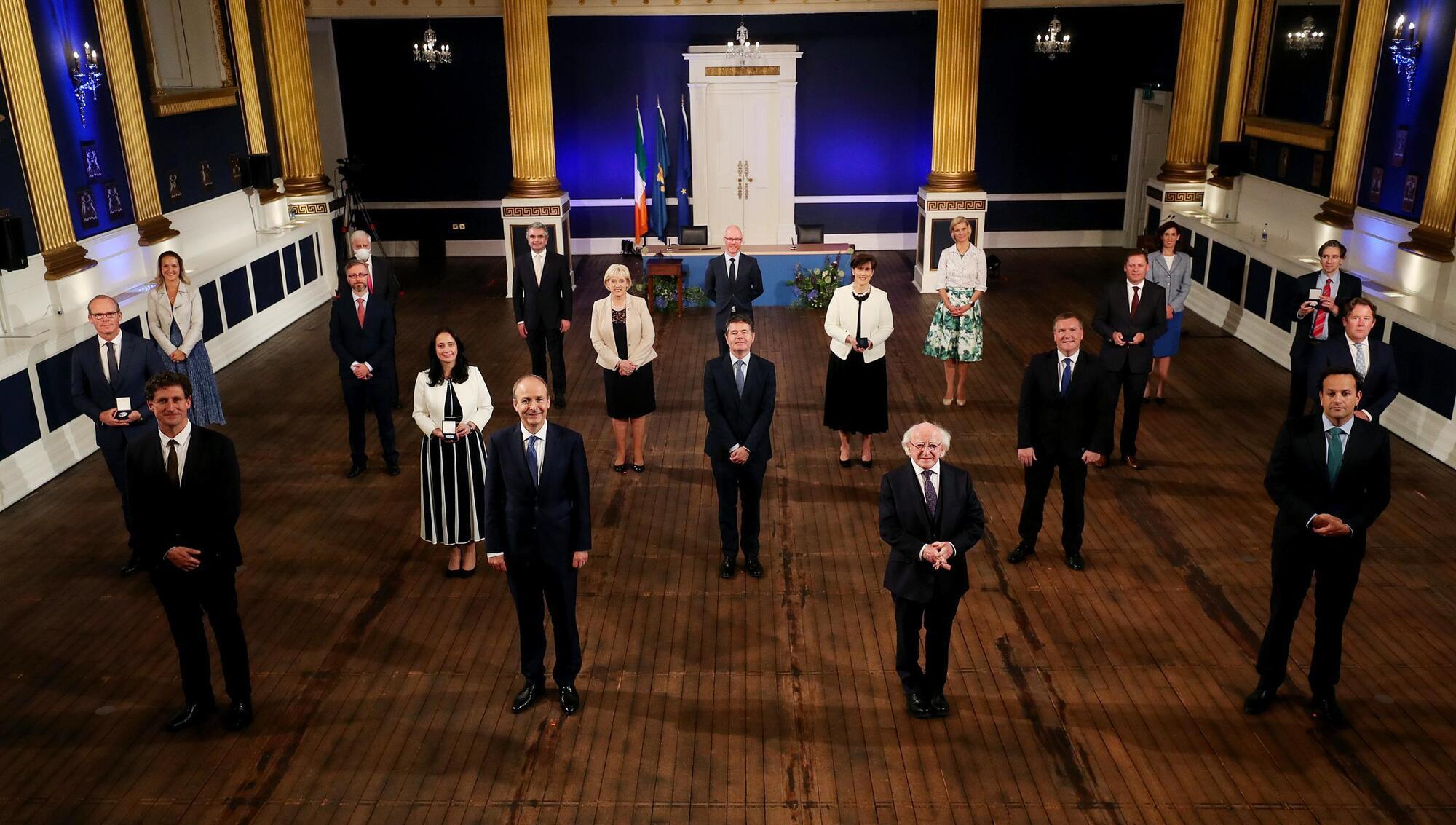 When President Higgins presented the new ministers with their Seal of Office in June 2020, six of the Cabinet members were women — just over 30%, however, in that year’s general election, the number of women elected was 36, representing 23% of seats in Dáil Éireann. File picture: MAXWELLS