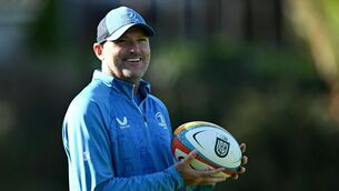 <p>Senior coach Jacques Nienaber during Leinster rugby squad training session at UCD</p>
